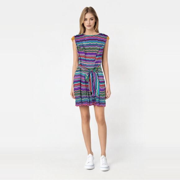 Shoshanna Alana silk mini dress multicolor short sleeve geometric abstract print - Picture 1 of 11